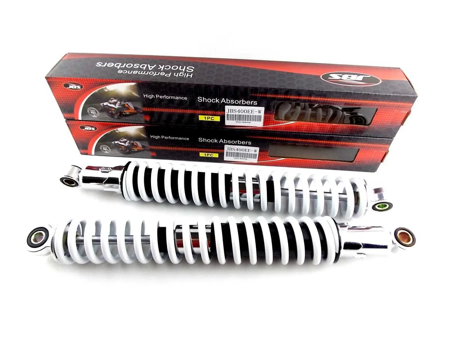 400mm White/Chrome JBS Rear Shock Absorbers for Honda XL100S