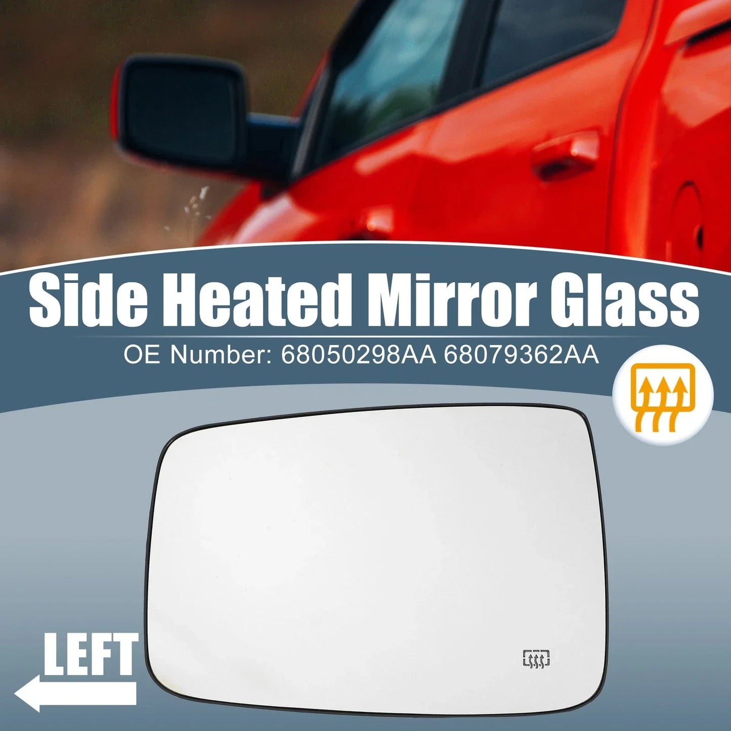 Heated Mirror Glass Left Side for Dodge Ram 1500 2500 (2009-2018)