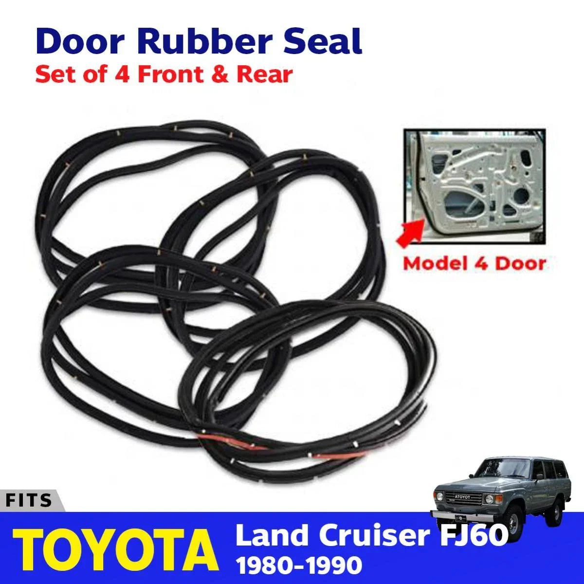 Front Rear 4 Door Rubber Seal LH+RH Fits Toyota Land Cruiser FJ60 BJ60 HJ60 New