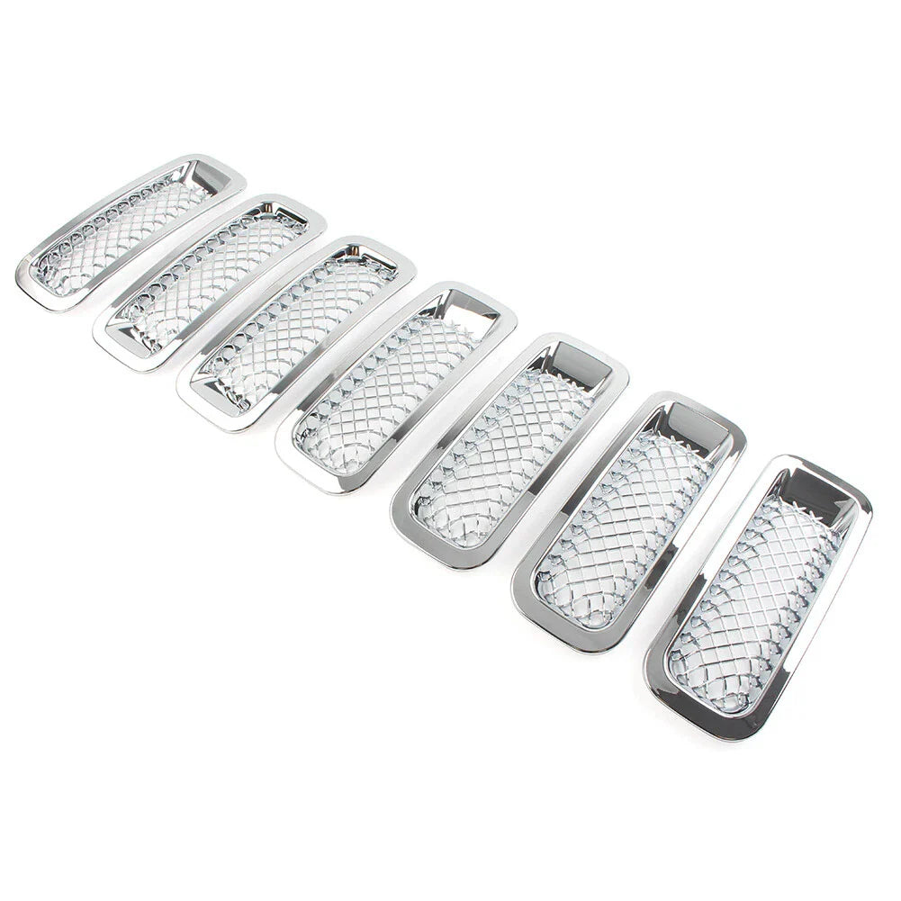 7 Pcs Chrome Front Mesh Grille Cover for Jeep Patriot (2011-2017)