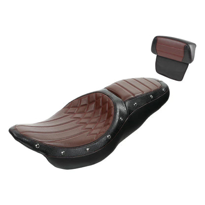 Seat Backrest Brown Black Driver Rider Passenger for Harley Touring (2014-2023)