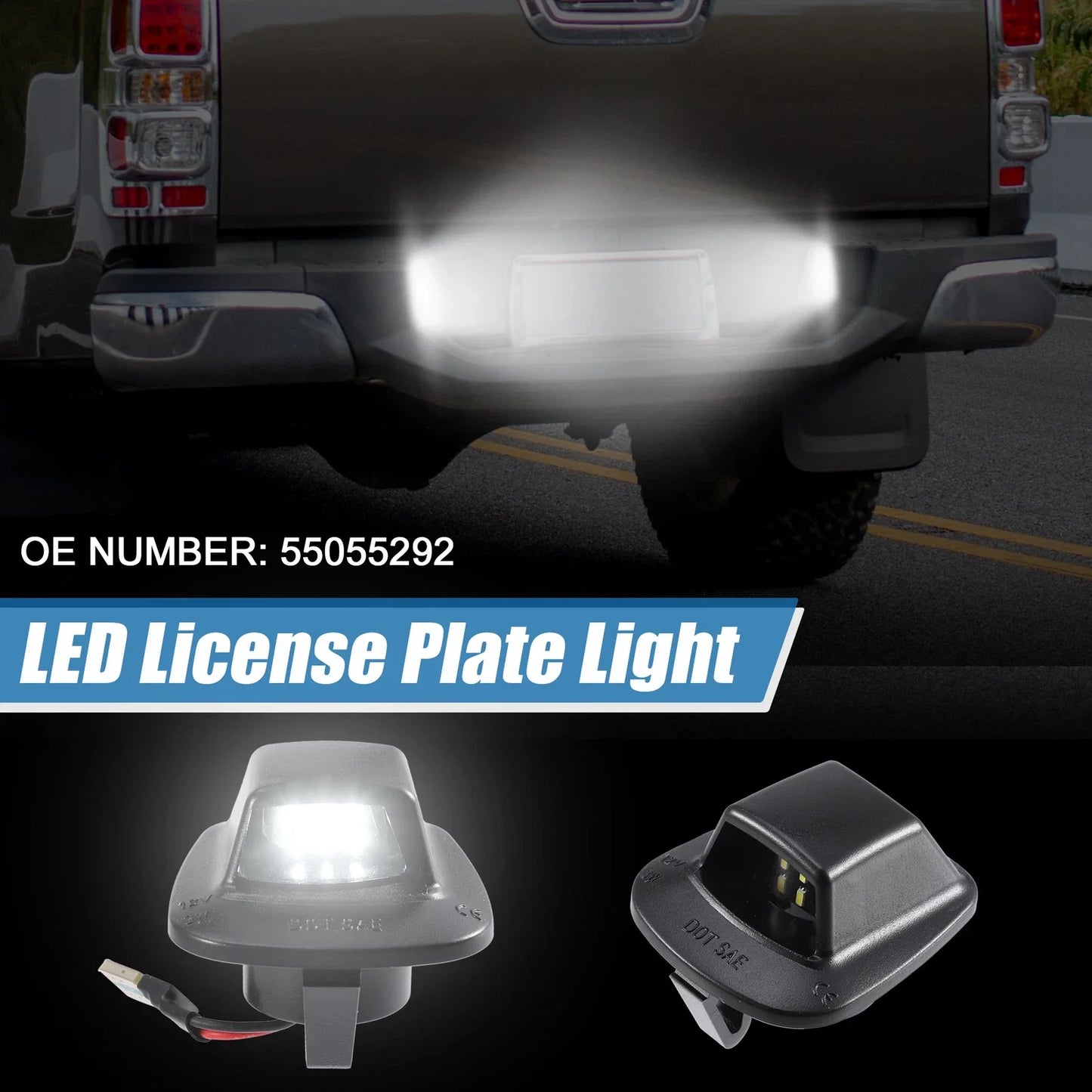 White LED License Plate Light Assembly 2 x 2835SMD for Dodge Dakota (2005-2011)