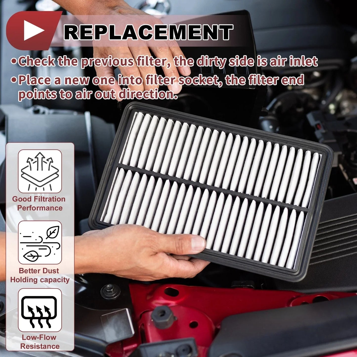 Car Engine Air Filter for Honda Civic (1996-2000) - 1 x Quality Replacement