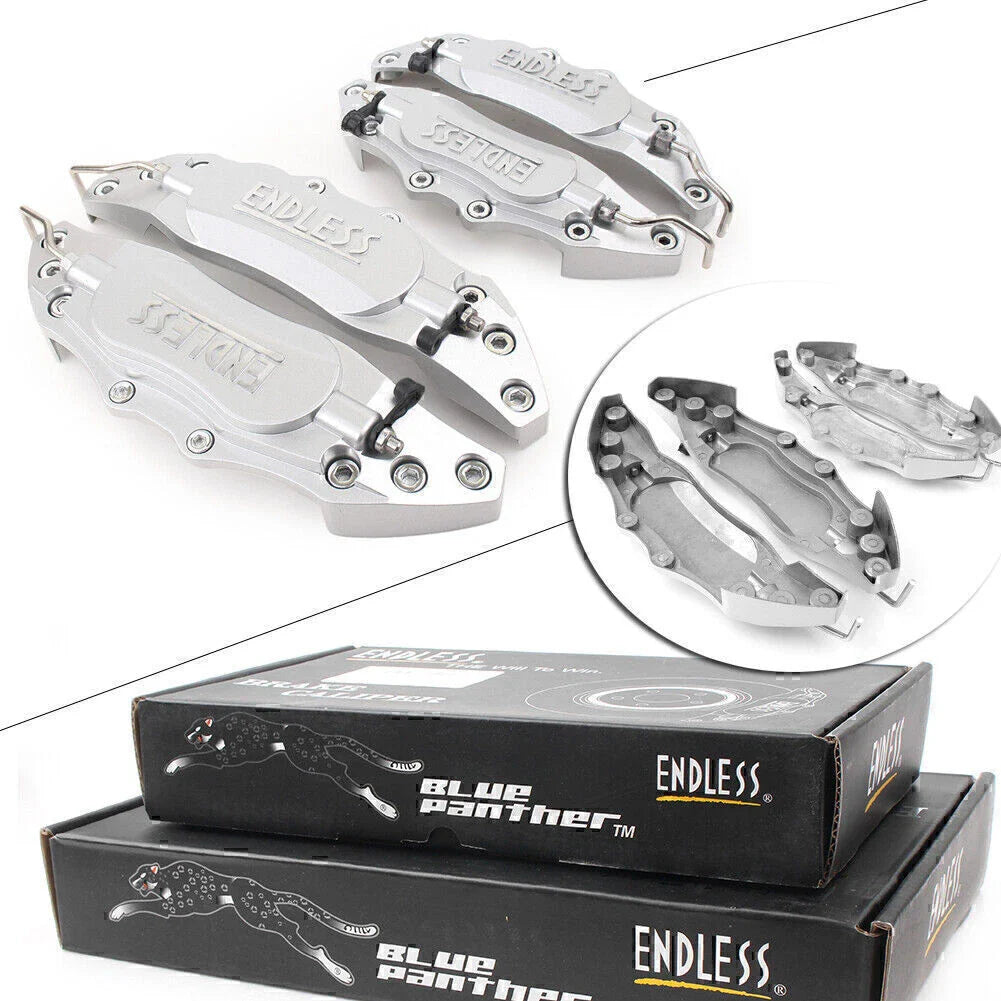 4 x 3D Metal Brake Caliper Covers for Universal Car Front & Rear Silver