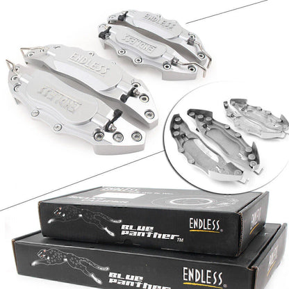 4 x 3D Metal Brake Caliper Covers for Universal Car Front & Rear Silver