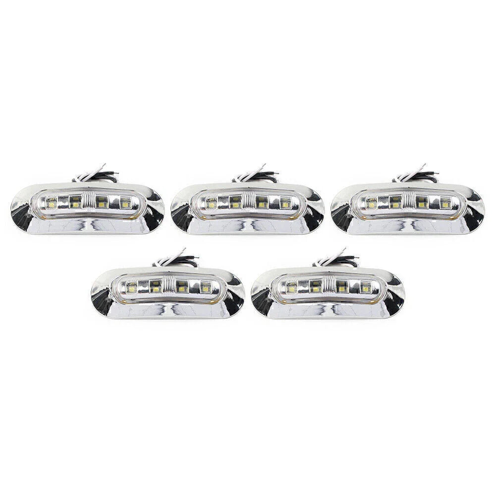 5 x LED White Side Clearance Marker Lights for Car Truck Trailer 12V