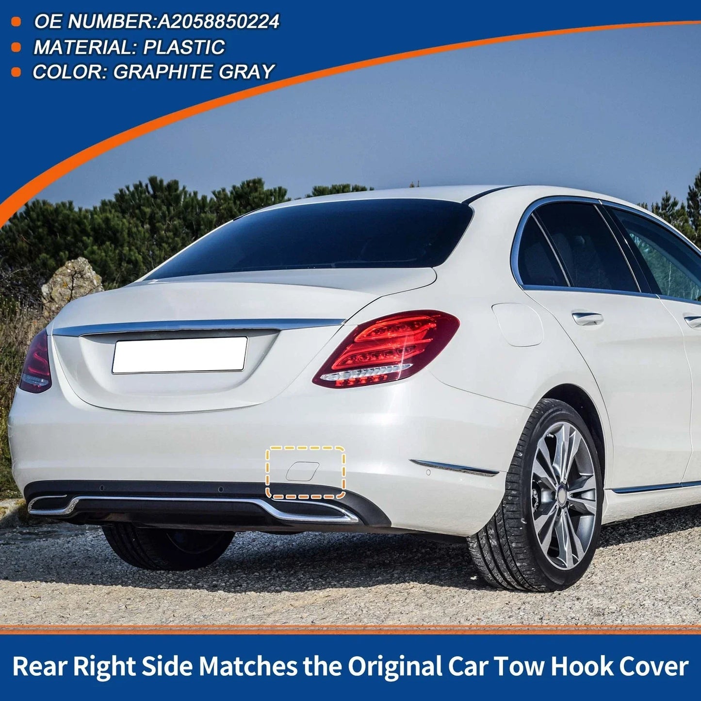 Rear Bumper Tow Hook Cover for Mercedes-Benz A2058850224 (2019-2023)