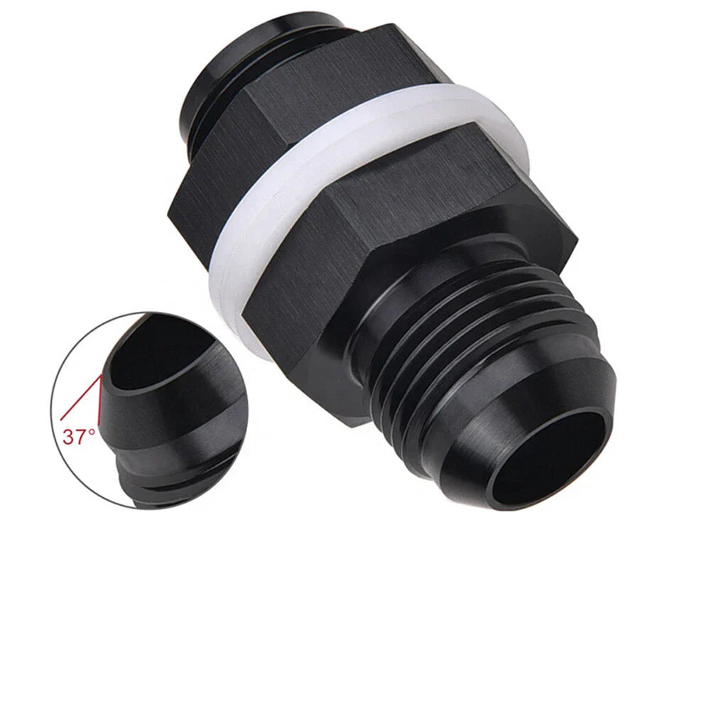 AN12 Flare Fuel Cell Bulkhead Fitting w/ Washer for Black Aluminum