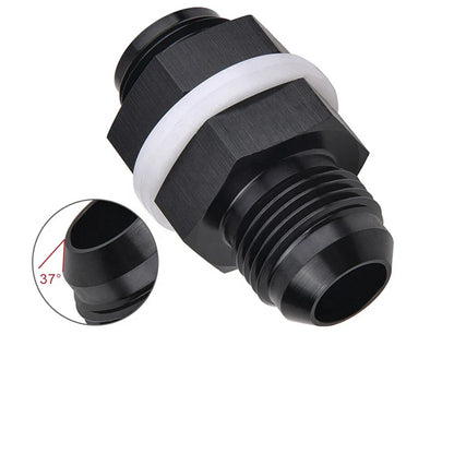 AN12 Flare Fuel Cell Bulkhead Fitting w/ Washer for Black Aluminum