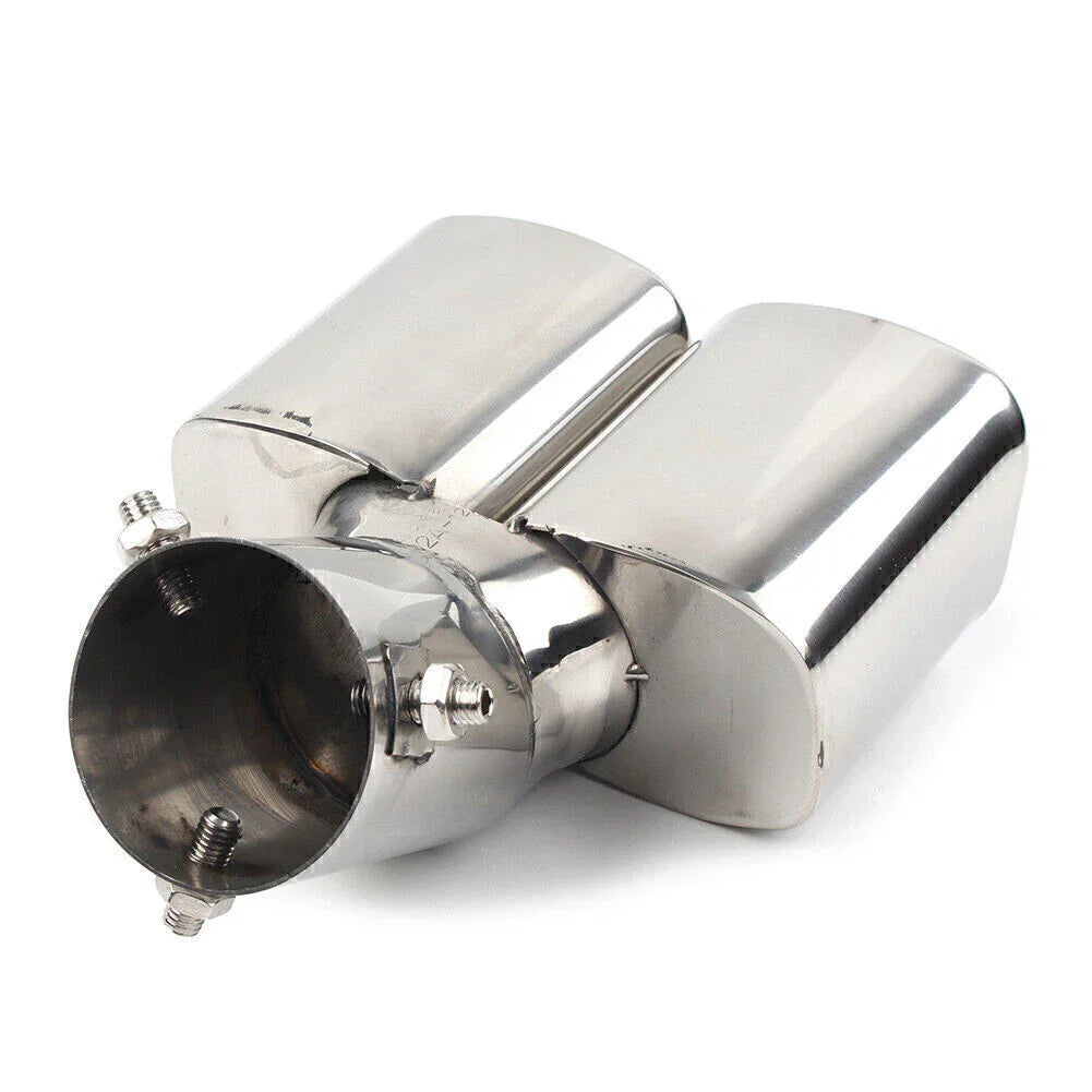 Dual Exhaust Pipe Tail Muffler Tip for Car - Chrome Throat Tailpipe