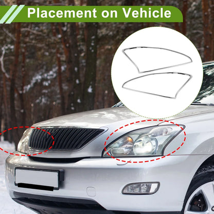Front Left Right Headlight Trim Bezel for Lexus RX330 (2004-2009) Silver Tone