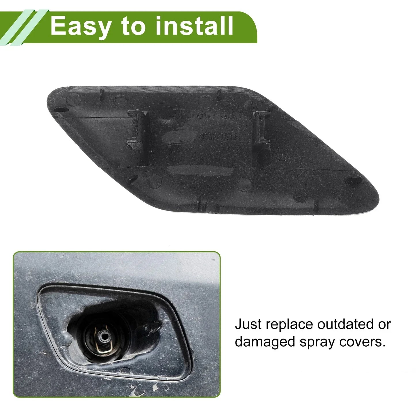 Left Washer Nozzle Cover for Porsche Cayenne 2011-2014 (2 x Brown Caps)