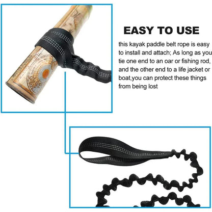 Kayak Paddle Leash with Carabiner Lanyard 1m Black