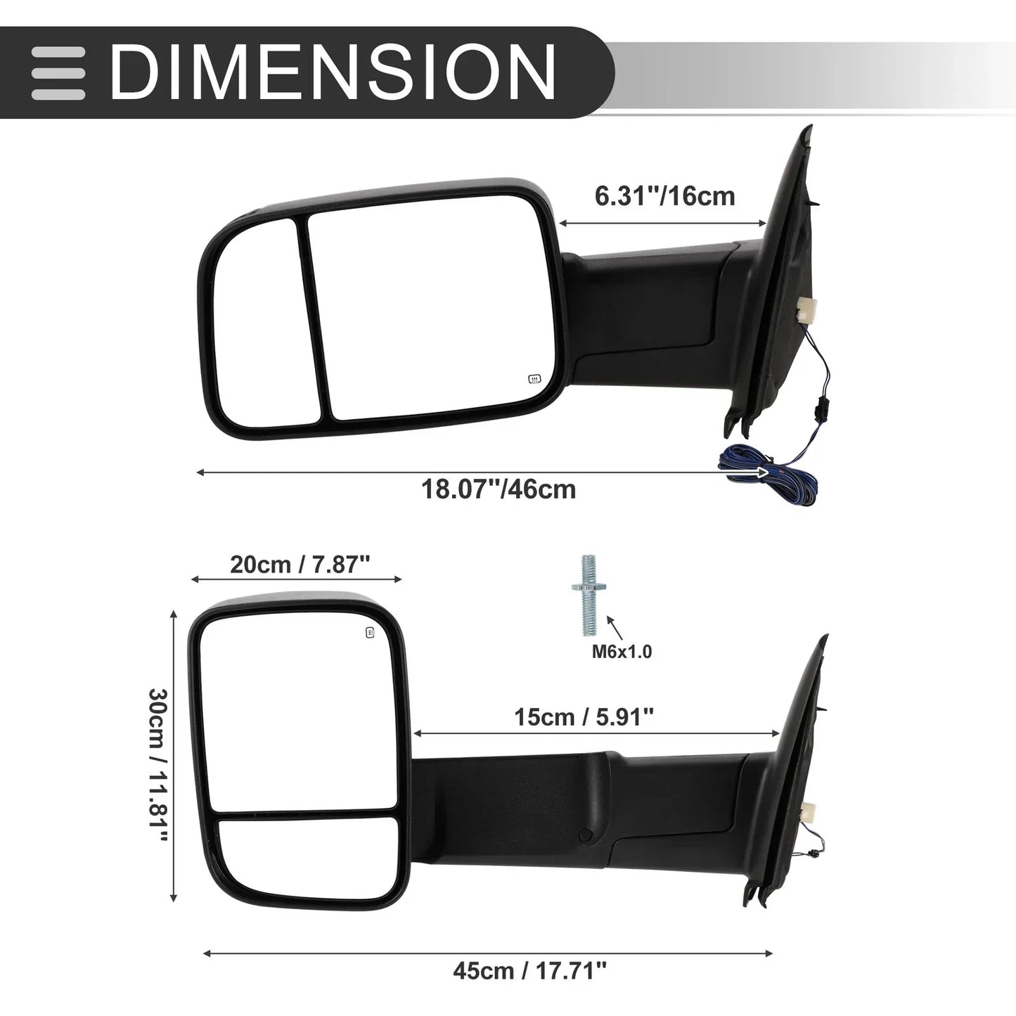 Tow Mirrors for Dodge Ram 1500 2002-2008 with Turn Signal Light - 1 Pair