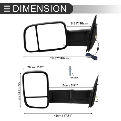 Tow Mirrors for Dodge Ram 1500 2002-2008 with Turn Signal Light - 1 Pair