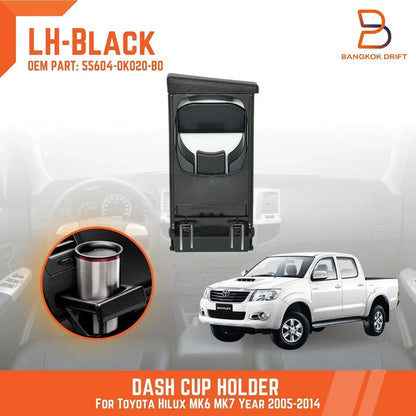 Black Left Dash Cup Holder Tray for Toyota Hilux Ute Vigo (2005-2014)