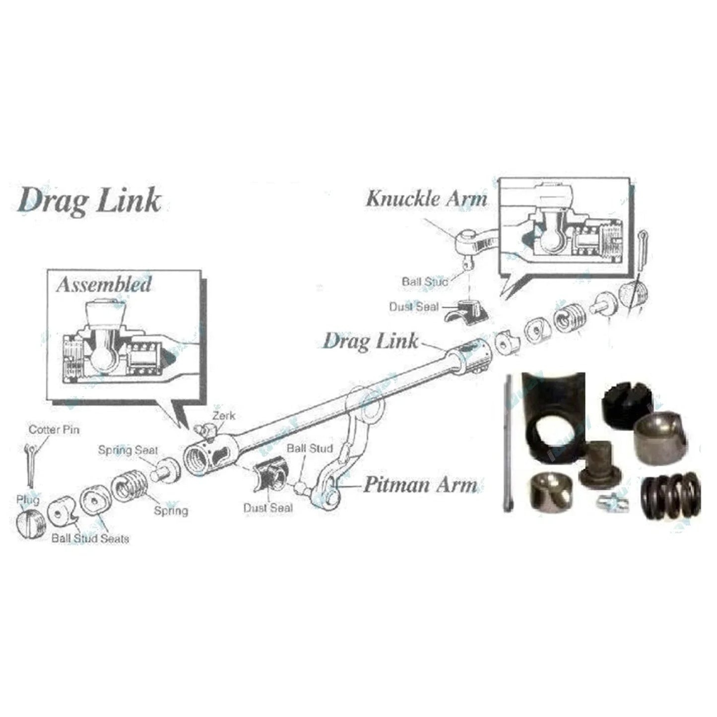 Drag Link End Knuckle Repair Kit for Toyota Hilux 4x4 79-97