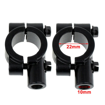 22MM M10 Black Motorcycle Handlebar Mirror Mount Clamp