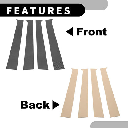 4 Pcs Car Pillar Window Trim for Dodge Ram 1500 (2002-2008) Black Carbon Fiber