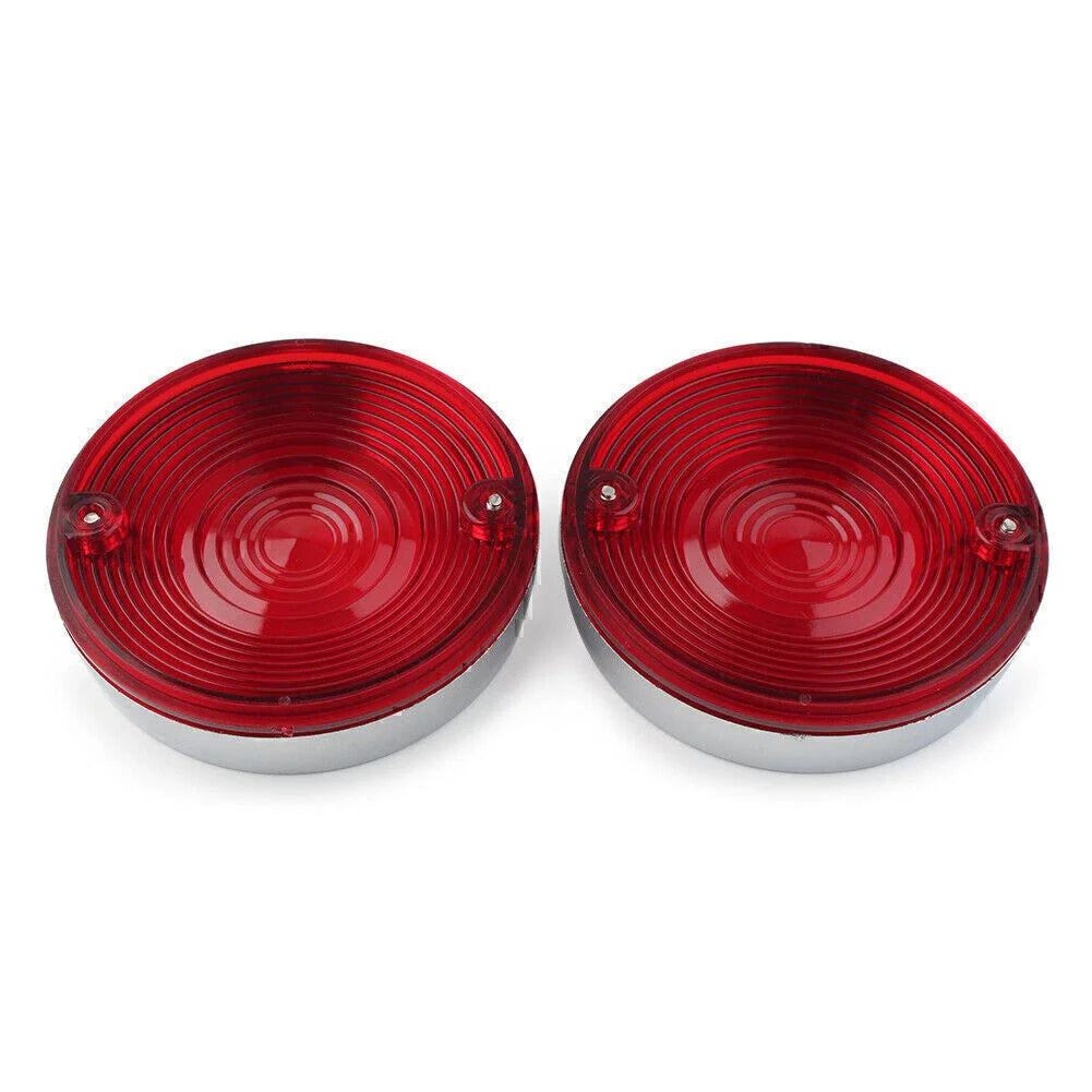3-1/4" Turn Signal Bezels Red Lens Covers for Harley Touring Road King (2009-2023)