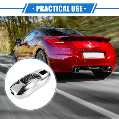 3 x Button Car Remote Key Fob Cover for Porsche Macan (2014-2022) TPU Silver Tone