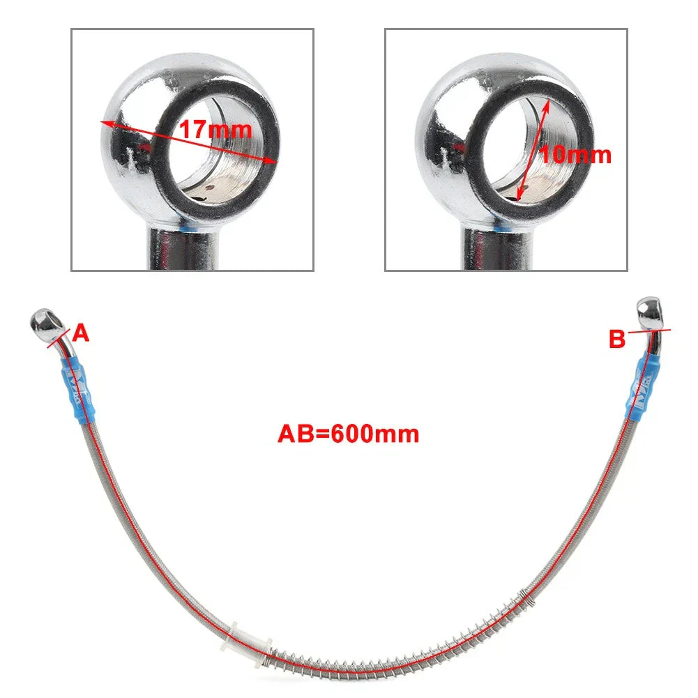 60cm DOT Motorcycle Braided Steel Brake Clutch Oil Hose Line Pipe for Bike