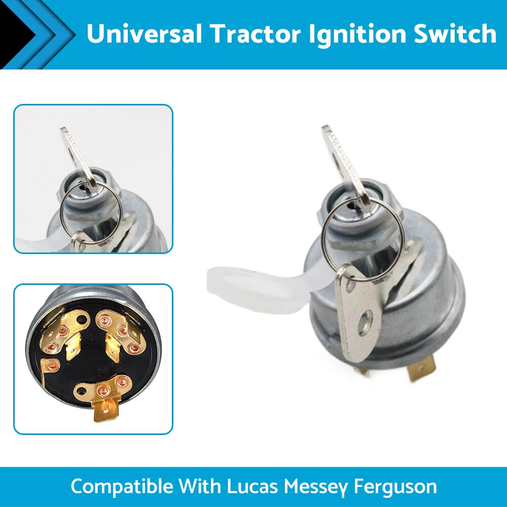 Ignition Switch with 2 Keys for Lucas Massey Ferguson Tractor