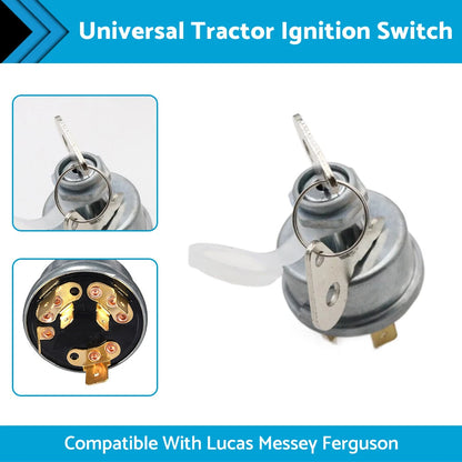 Ignition Switch with 2 Keys for Lucas Massey Ferguson Tractor