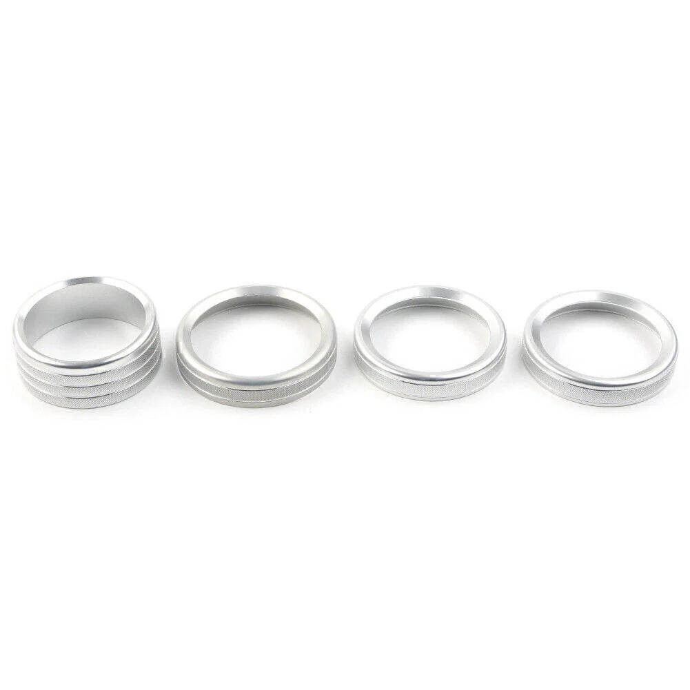4 x Silver Air Conditioner Knob Ring Covers for Jeep Wrangler JL (2018-2020)