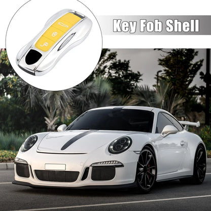 Silver Tone Key Cover Fob Shell for Porsche Panamera Cayenne (2010-2023)