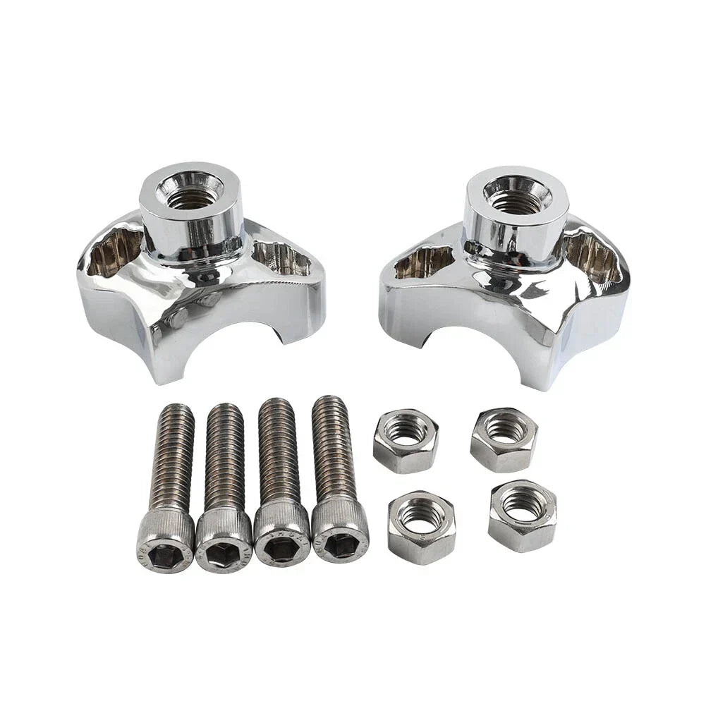 1" CNC Handlebar Risers w/Mount Screws Chrome for Harley Davidson