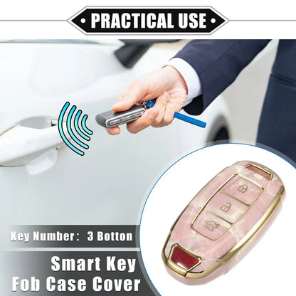 Key Fob Cover for Hyundai Accent Tucson, 3 Button TPU Pink (2010-2023)