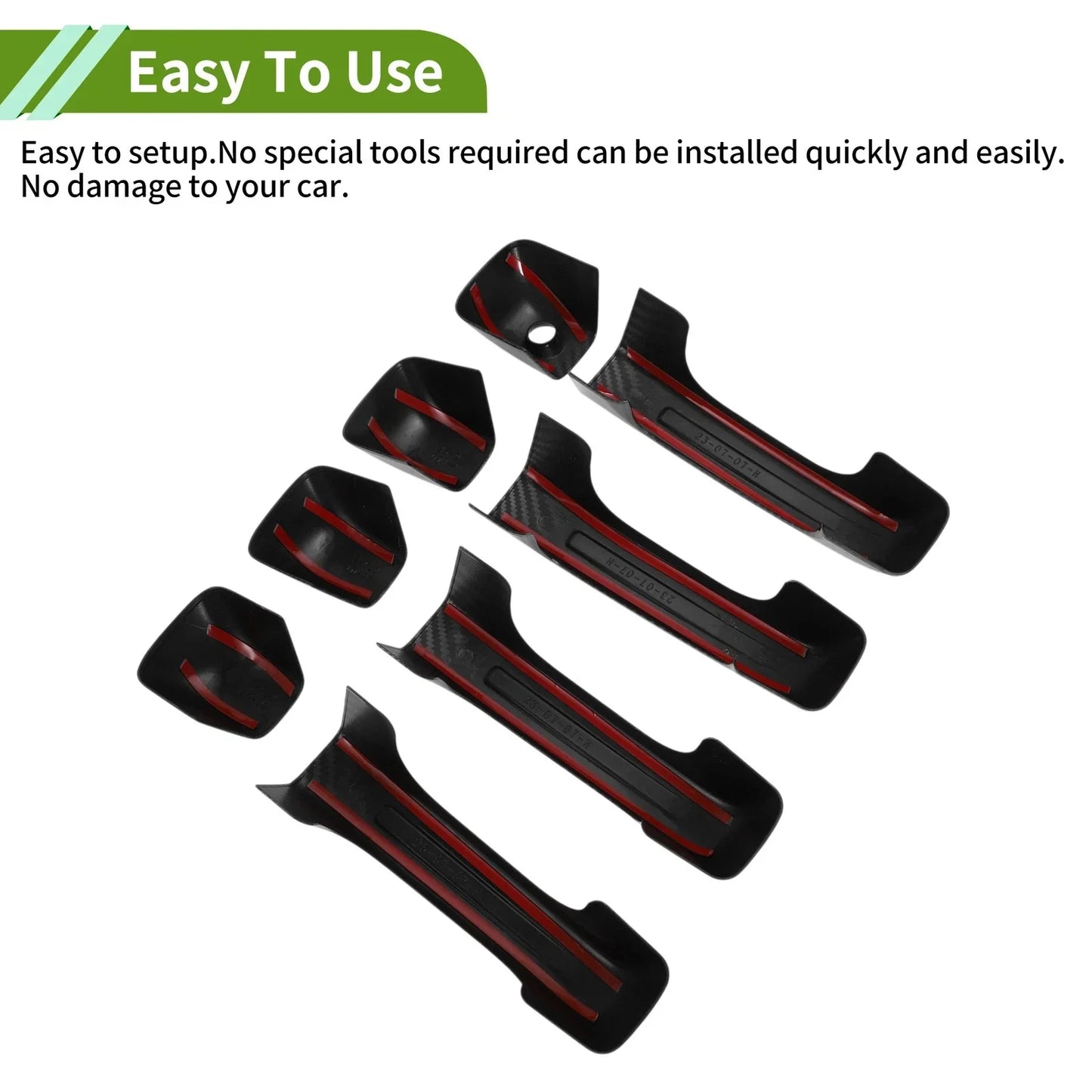 Exterior Door Handle Cover Trim for Dodge Ram 1500 (2019-2024) Carbon Fiber Black