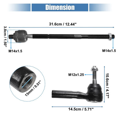 4 x Auto Front Inner Outer Tie Rod End Links Suspension for Dodge Caravan