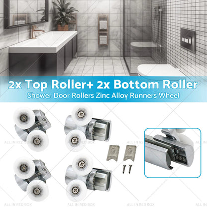 4 x Zinc Alloy Shower Door Rollers Twin 23mm for Various Models