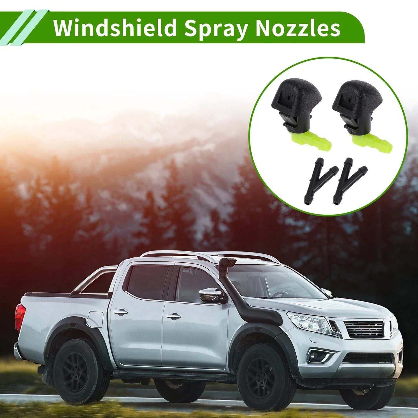 Windshield Washer Nozzle & 2 x Hose Connectors for Honda (2011-2017)