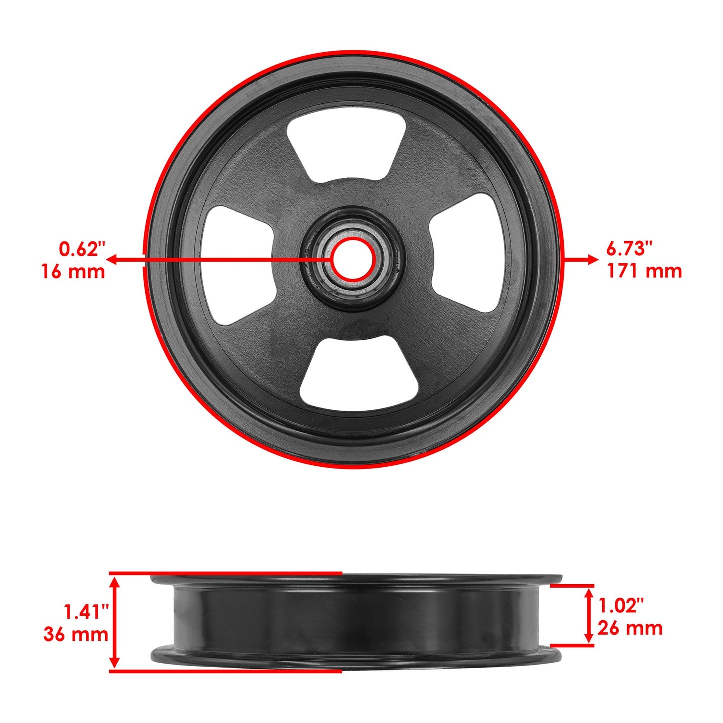 Deck Idler Pulley 6 Inch Replacement for Hustler X-One Super Z (2016–2021)
