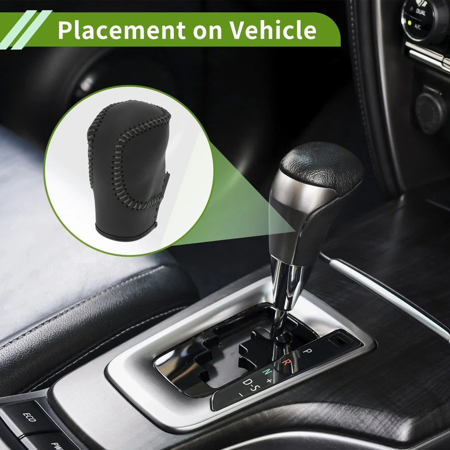 Car Gear Shift Knob Cover 1 x Black Grey Faux Leather for Honda Civic (2022-2024)