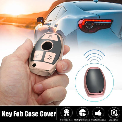 Silicone Smart Key Fob Case Cover for Mercedes Benz A-Class (2013-2018) Pink
