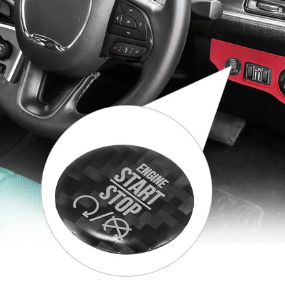 Black Engine Start Stop Button Cover for Dodge Charger Challenger (2015-2021)