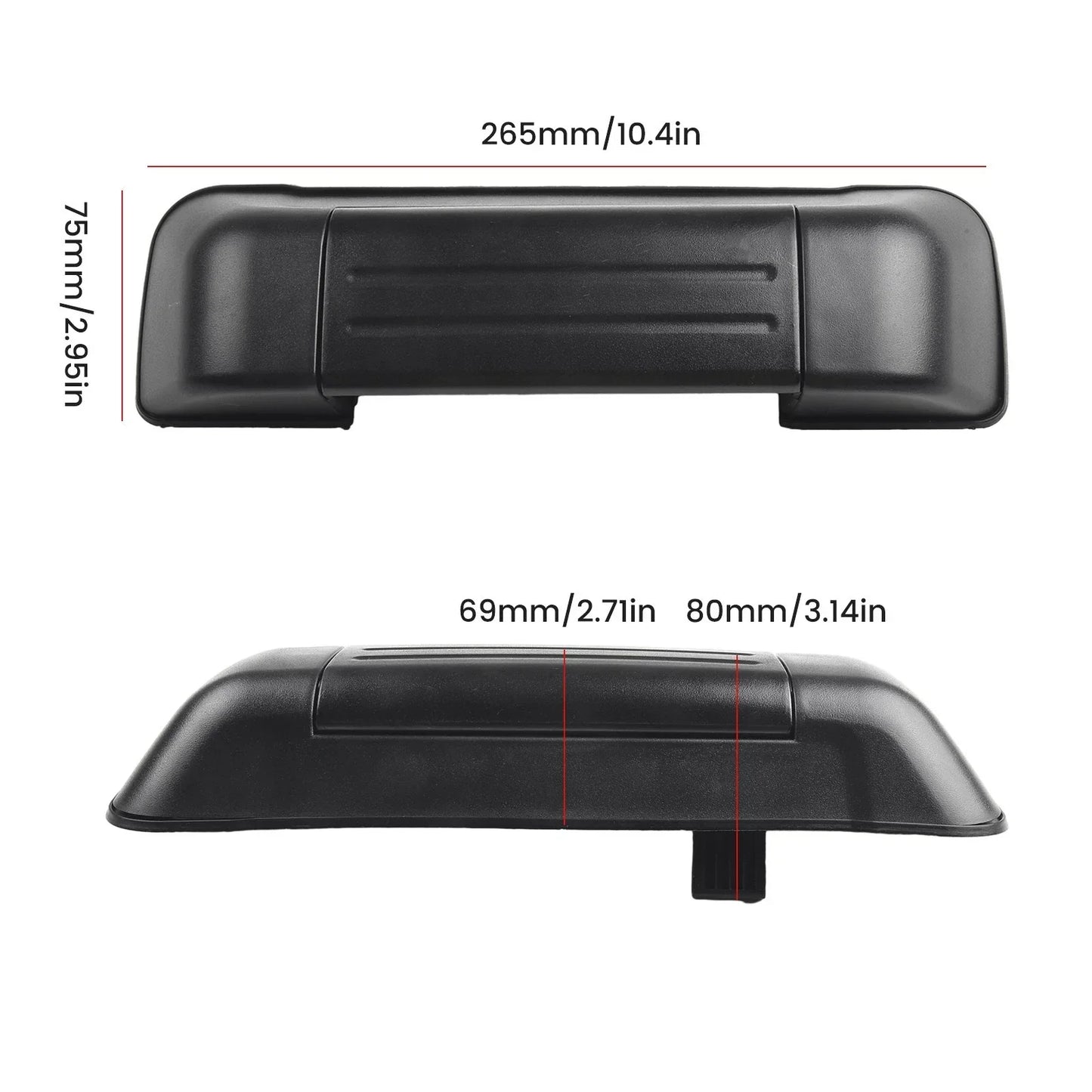 Door Handle 265x75x80mm for Car Exterior Plastic & Iron Tailgate