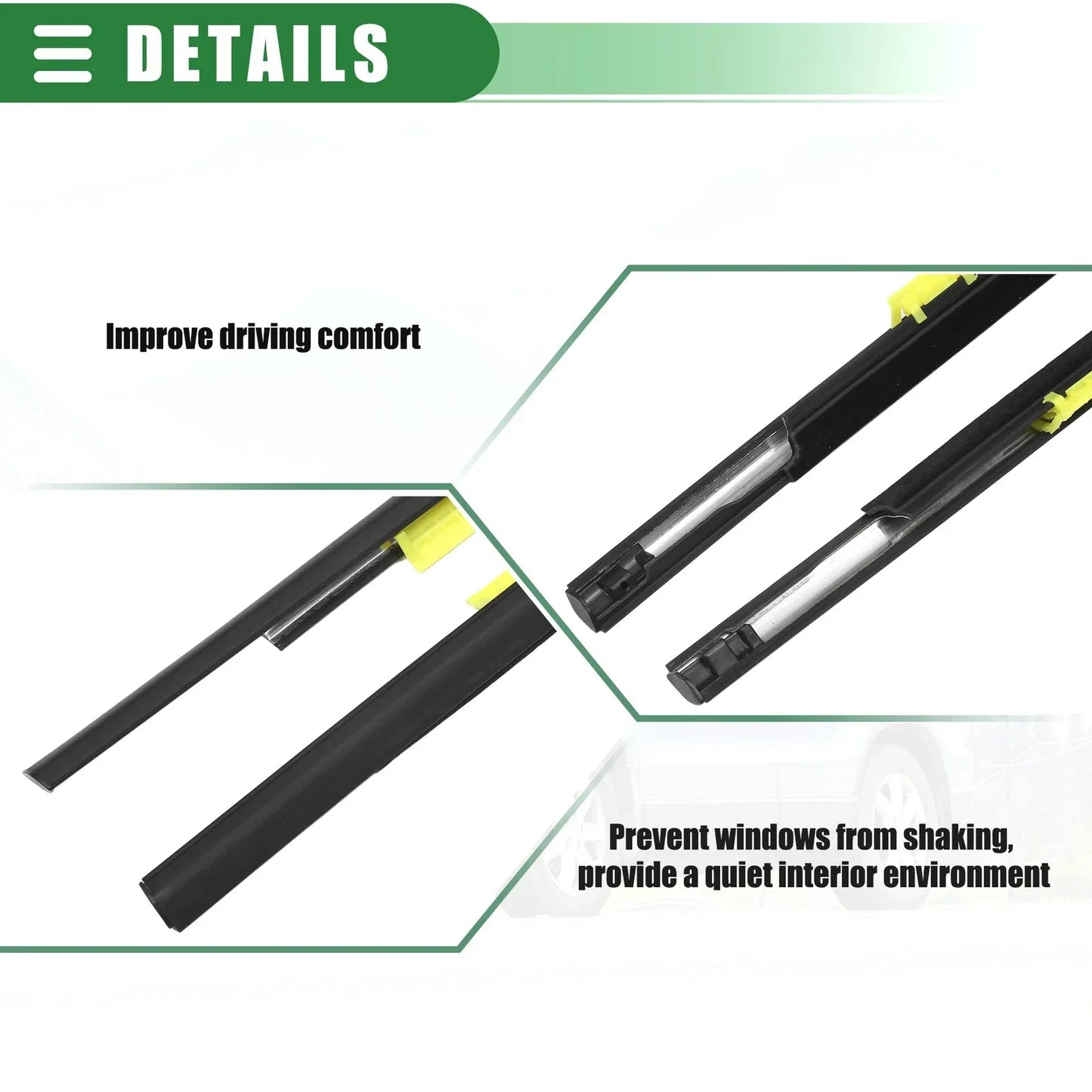 Window Weatherstrip Set for Honda (No. 72410SCAE01, 72450SCAE01) Black