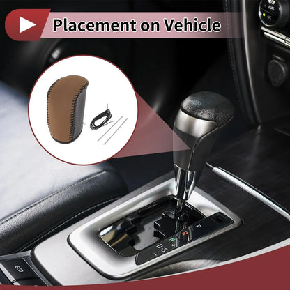 Car Gear Shift Knob Cover for Dodge Journey (2011-2020) - Black Brown Faux Leather