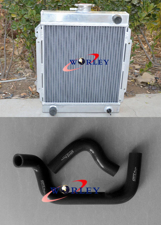 3 Row Alloy Radiator + Blue Hose for Datsun 1200 120Y B110 (1970-1976)