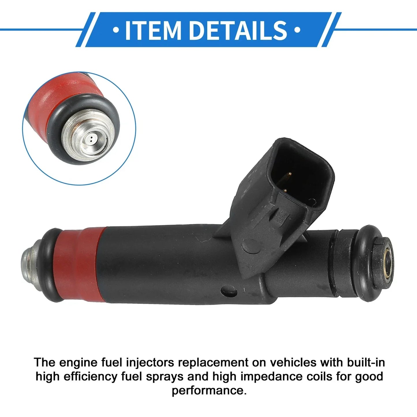 Fuel Injector 8 x No.53032145AA for Dodge Dakota (2001-2003) 4.7L Black