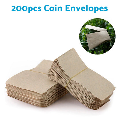 200PCS Coin Envelopes for Cash, Check, Ticket, Seed, Post Office