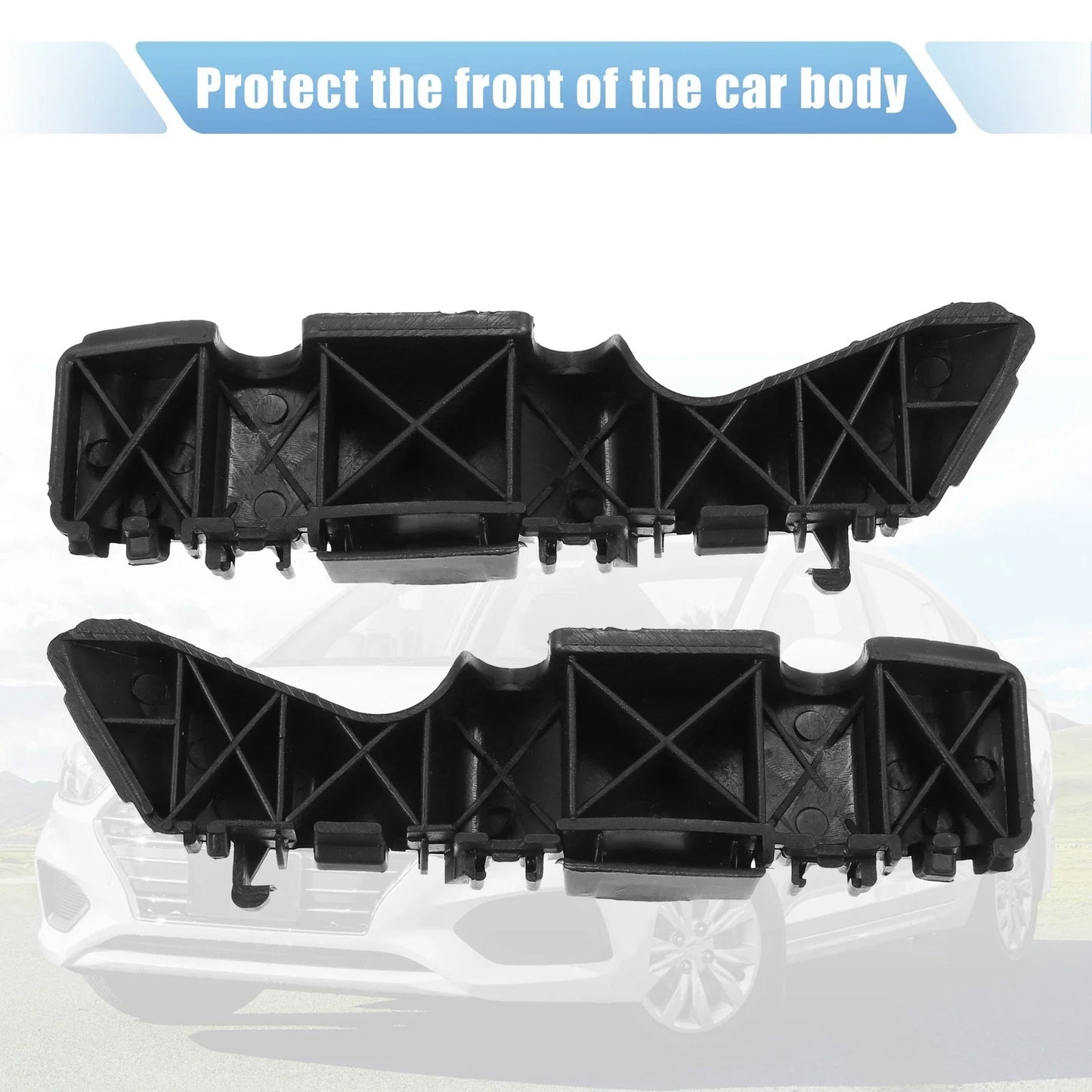 Front Bumper Bracket for Hyundai Accent (2012) - Plastic Black, 1 Pair