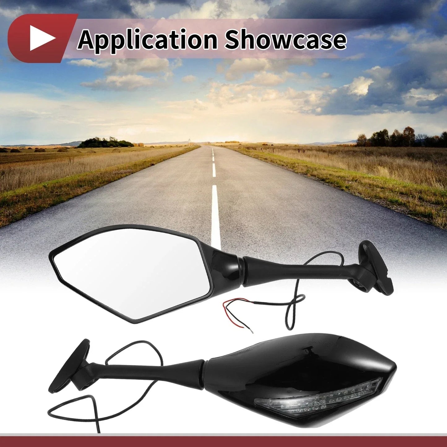Motorcycle Rear View Mirrors for Honda CBR600RR 2003-2014 - Black Aluminum
