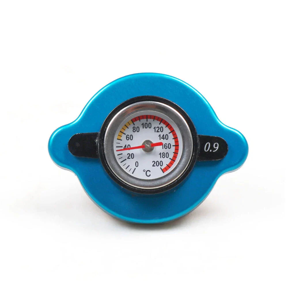 Stainless Radiator Cap Tank Cover Water Temp Gauge 0.9Bar for ATV UTV RVs