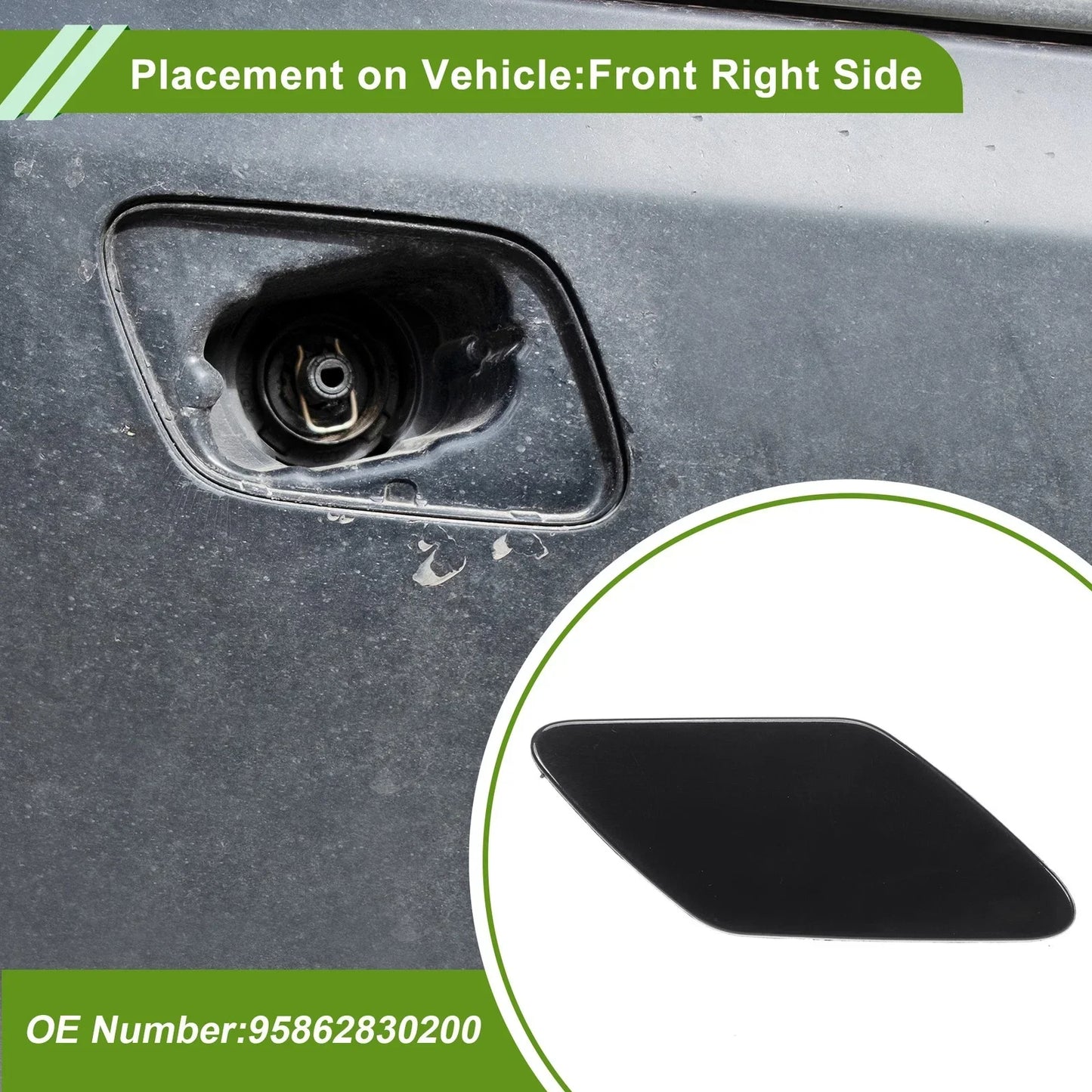Washer Nozzle Cover for Porsche Cayenne 2011-2014 (2 x Black Caps)